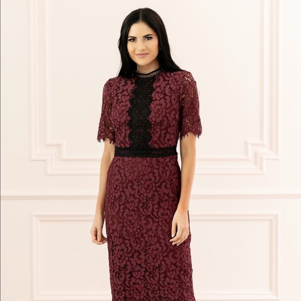 Rachel Parcell Burgundy Lace Dress